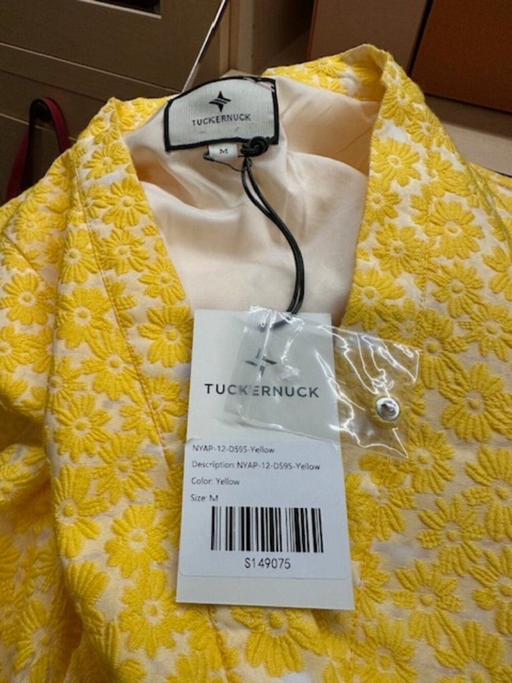 Tuckernuck Long Sleeve Size M Yellow Midi Dress - Picture 7 of 8